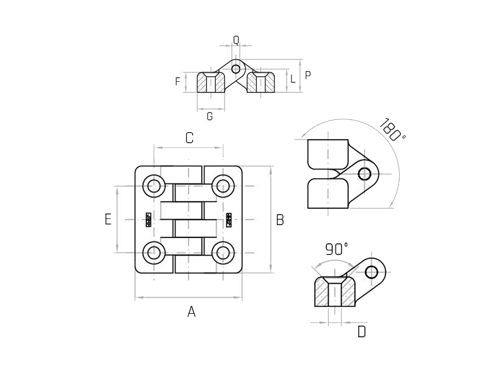 Smooth through hole hinge - C/A - Range Smooth through hole hinge - C/A - Range